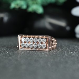 Rectangle Cluster Moissanite <b>Ring</b> 925 Sterling Silver Rose Gold Plated | Multi Stone Diamond Look <b>Statement</b> <b>Ring</b> for Women - Product Image 2