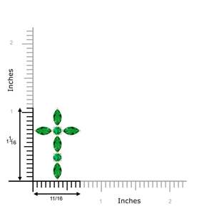 4.25G 14K 18K Gold Marquise & Round 0.78 Ctw Natural Green <b>Emerald</b> Studded Cross Charm <b>Pendant</b> Handmade Luxury Religious <b>Pendant</b> - Product Image 3