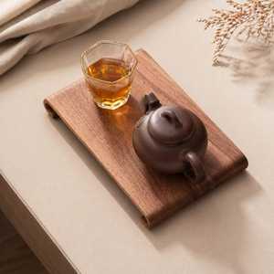 Bandeja de Té de Madera de Nogal, Tabla de Té Curva Simple, Mesa de Té Pequeña, Bandeja Decorativa de Madera para Bebidas, Tabla de Servir Café Hecha a Mano por UO - Product Image 5
