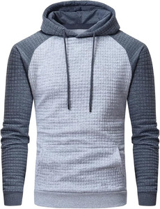 Sweat-shirts à capuche pour hommes, à manches longues, en jacquard à carreaux, avec cordon de serrage, style hipster décontracté, avec poches kangourou - Product Image 1