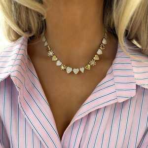 Diamond Heart <b>Statement</b> <b>Necklace</b> 14K 18K Solid Gold Pave Round Baguette Cut Lab Grown Diamond Luxury Bridal Wedding Fine Jewelry - Product Image 2