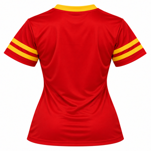 Camisetas Deportivas de Fútbol para Mujer PDK con Cuello en V, Diseño Decorativo en el Pecho y Mangas Cortas a Rayas - Product Image 4