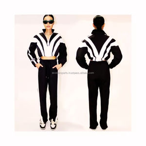 Survêtement de sport 2 pièces de grande taille conçu sur mesure pour femmes veste imprimée solide en nylon respirant pour l'entraînement d'hiver/automne - Product Image 1