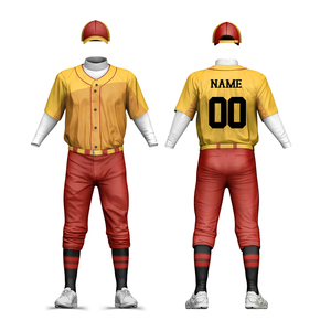 Men's Baseball Jersey Set Yellow Red <b>Mesh</b> <b>Short</b> Sleeve Button Front Breathable Regular Fit All Seasons Sport Apparel - Product Image 6