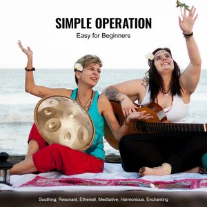 Handpan in Re minore da 22 pollici con 10 note 432Hz, strumento a percussione, supporto, bacchette e borsa per il trasporto inclusi - Product Image 6