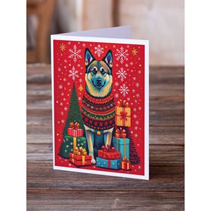 Norwegian Elkhound Whimsical A7 Tamaño 5x7 Tarjetas de felicitación de notas en blanco Paquete de tarjetas de Navidad de vacaciones 8 con sobres Tarjetas en blanco - Product Image 2