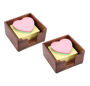 Excellent Quality Wood <b>Sticky</b> <b>Notes</b> Pads Holder & Paper Card & Pen Holder for Desk Acacia Wood Notepad Holder - Product Image 2