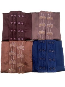 Elegante Abaya Morada de Satén con Diamantes y Bordados a Mano, Vestido Largo de Manga Larga para Mujer, Estilo de Oriente Medio, Uso Diario - Product Image 3
