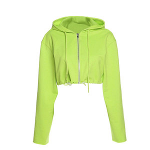 Sudadera Corta con Capucha para Mujer, Invierno, con Logotipo Frontal, Tela de Algodón y Felpa, Resistente al Viento, Mangas Largas, en Stock - Product Image 1