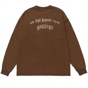 Sweat-shirt surdimensionné en coton épais délavé style rétro pour homme, vêtement de mode streetwear - Product Image 1