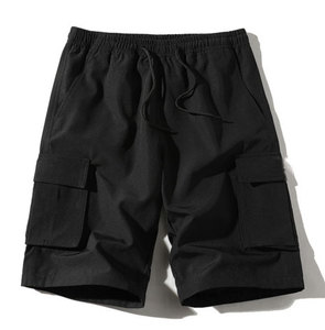 Shorts en jean pour hommes, coupe droite, taille élastique, décontractés, avec poches, style ouvert, pour l'été - Product Image 2