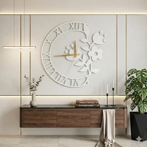 Elegant Semi Circle Floral <b>Design</b> <b>Wall</b> <b>Clock</b> Ideal For Bedroom And Dressing Area Adds Soft And Stylish Touch From India - Product Image 5
