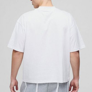 T-shirt blanc en coton pour homme, coupe décontractée, manches courtes, col rond, respirant, vente en gros OEM 270 grammes - Product Image 3