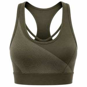 Women's Navy <b>Blue</b> Racerback Sports <b>Bra</b> High Support Breathable Lightweight Seamless Simple Front Logo Yoga Wear - Product Image 2