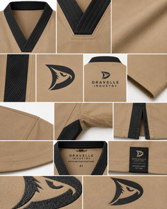 Vente en gros de hauts d'entraînement de karaté unisexes à manches courtes, col en V, séchage rapide, uniforme d'équipe d'académie d'arts martiaux - Product Image 6
