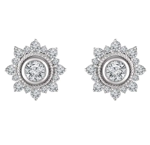 Boucles d'oreilles clous en or 14 carats avec diamant rond taillé en forme de lotus (naturel), parfaites pour les festivals indiens - Product Image 3