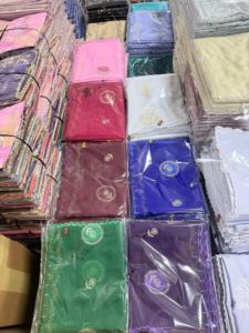 Foulard Hijab en Chiffon pour Femmes Africaines, Brodé de Strass Floraux, Châle de Mariage Aso Ebi, Doux, Léger et Respirant AHE - Product Image 4