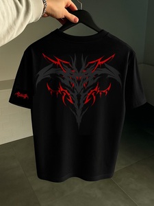 Camiseta Gráfica de Fantasía Oscura Negra Personalizada para Hombre, Manga Larga, Transpirable, 300g, Corte Holgado, 100% Algodón - Product Image 2
