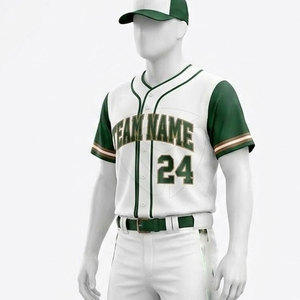 Custom Baseball Uniform For <b>Men</b> Button Jersey And Matching Pants Team Sports Wear Lightweight Apparel For Training And Games - Product Image 4