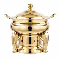 Casserole en acier inoxydable émaillé avec pieds dorés, couvercle en acier inoxydable, 24 cm, chauffe-plat isolé, design moderne et luxueux