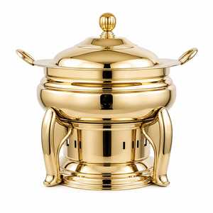 Enamel Coated Stainless Steel Casserole Dish Gold Legs Stainless Steel Cover 24cm Insulated Food Warmer Modern Luxury Design - Product Image 3