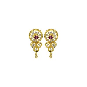 Colliers courts plaqués or 14K, 18K, 24K avec pierres AD et rubis, design traditionnel, ensemble de bijoux de mariée tendance, vente en gros - Product Image 6