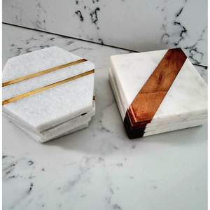 Sous-verres en marbre de pierre artisanaux écologiques, durables, lavables, finition naturelle, tapis et coussinets confortables - Product Image 6