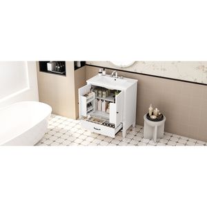 30 pollici stile Vintage bagno bianco vanità con lavello Multi-funzionale porta porta portaoggetti Soft-Closing - Product Image 3
