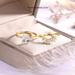 925 Sterling Silver Moissanite <b>Ring</b> Water Droplet <b>Couple</b> <b>Ring</b> Luxury 18K Real Gold Plated PVD Coated Fine Jewelry Women Wedding - Product Image 3
