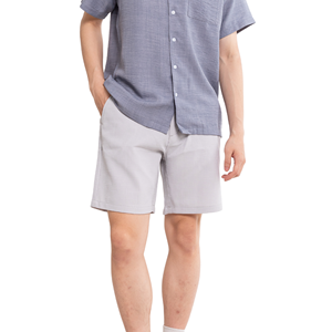 Shorts Bermuda en Coton Oxford Uni pour Homme, Taille Mi-Haute, Fermeture Boutonnée, Style Décontracté avec Poches, Tissu Respirant - Product Image 1