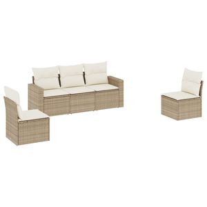 Set Divano da Giardino in Rattan PE Beige con Telaio in Acciaio Verniciato a Polvere, Misura Standard - Product Image 2