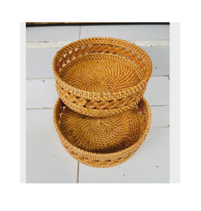 Bandeja de Mimbre para Cama, Mesa Auxiliar para Café, Pan, Frutas, 2 Piezas, Bandeja Pequeña de Mimbre, Cubo de Mimbre, Precio Superior y Más Bajo - Product Image 1