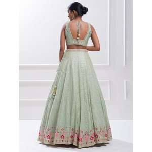 ชุดราตรีชุดผ้าจอร์เจียปักเลื่อมสีเขียวหรูหรา - Product Image 4