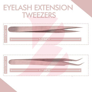 Pinzas para extensiones de pestañas, punta curva, herramientas de belleza de acero inoxidable de alta precisión para maquillaje - Product Image 4