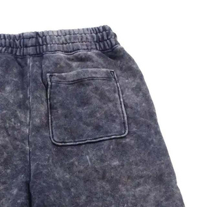 Shorts de sport décontractés pour hommes en toile noire délavée à l'acide, polyester et coton, taille élastique, poches latérales, séchage rapide, respirant, OEM, durable - Product Image 4