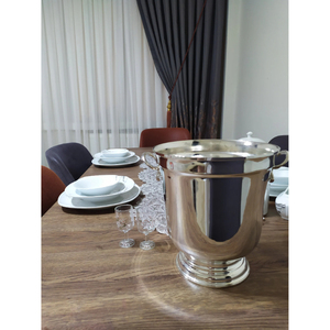Customized Handmade Metal Ice Bucket With Silver Finished & Tong Soft Drinks <b>Cooled</b> Storage Basket Indoor Parties ice cube - Product Image 5