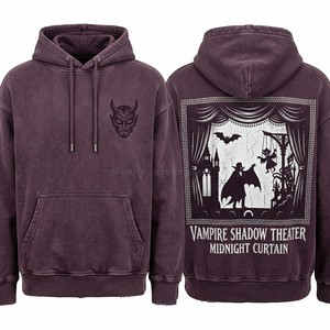 Custom Purple Oversized Hoodie Men Heavyweight Cotton Fleece Hoodies Vintage Wash Graphic Portrait Streetwear Pullover Hoodies - Product Image 2