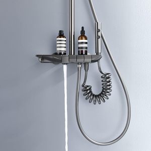Ensemble de douche tout-en-un <span class=keywords><strong>Lefton</strong></span> avec double pomme de douche, ensemble de robinetterie de douche avec pistolet de pulvérisation, 4 boutons de commande - Product Image 2
