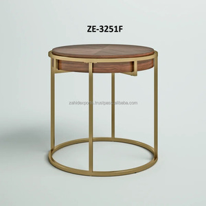 Luxury Handmade Modern Round Coffee Table Set Gold Metal <b>Frame</b> Adjustable Eco-Friendly Factory Export Home Decor ZAHID EXPORTS - Product Image 1