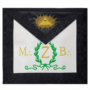 AASR 4th Degree Scottish Rite <b>apron</b> <b>white</b> lambskin Black edging MB monogram Machine embroidery symbolic craft ritual regalia - Product Image 5