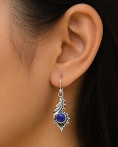 Handmade 925 Sterling Silver Blue Sapphire <b>Earrings</b> Designer Hoop <b>Hook</b> <b>Earrings</b> September Birthstone Jewelry - Product Image 2