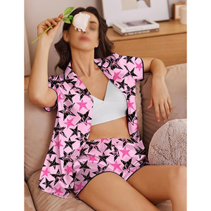 Open Front Cardigan Women Night Suit Short Sleeve Kimono Style Shorts Set Tie <b>Belt</b> for sale - Product Image 2