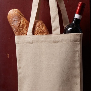 Sac de transport pour bouteilles de vin en coton 100 % recyclé 310 GSM – Porte-bouteilles de vin réutilisable et écologique avec soufflet de 8 pouces - Product Image 4