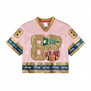 DROGEN EXPORTS Maillot de football rose clair personnalisé, haut court en maille, col en V, uniforme d'équipe sportive, fabricant en gros - Product Image 1