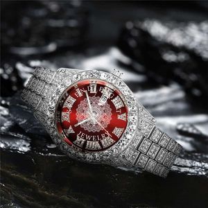Montre de luxe pour homme, analogique à quartz, avec diamants et moissanite, boîtier argenté, verre saphir, fermoir invisible, bracelet 28 mm, 24 cm, mouvement ETA, étanche - Product Image 1