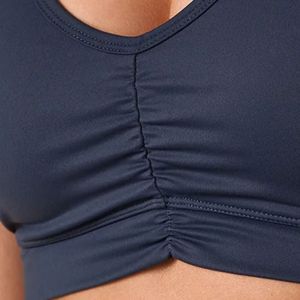 Sujetador deportivo de espalda cruzada azul marino para mujer, soporte medio, elástico, para fitness, gimnasio, entrenamiento, ropa deportiva - Product Image 3