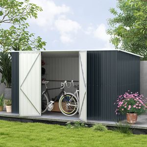 Capanno da Giardino 3,4m x 1,7m Grigio Freddo in Metallo Zincato per Attrezzi da Giardino, Biciclette e Patio - Product Image 2