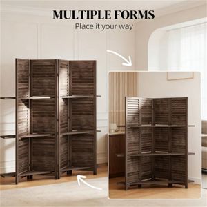 Paravento in Legno di Noce a 4 Pannelli, Divisorio per Camera da Letto, Naturale ed Elegante Separatore per Ambienti - Product Image 3