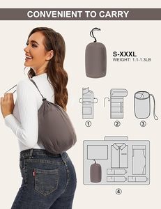Women's Lightweight <b>Packable</b> Hooded Winter Quilted Puffer <b>Jacket</b> Detachable Sleeves Hat Water Resistant Fur Lining Zipper - Product Image 5