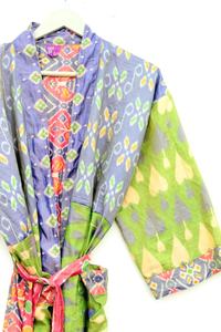 Vintage Patola Polyester Sari Kimono Longue Lune de Miel Robe Taille Unique Femme Kimono - Product Image 2